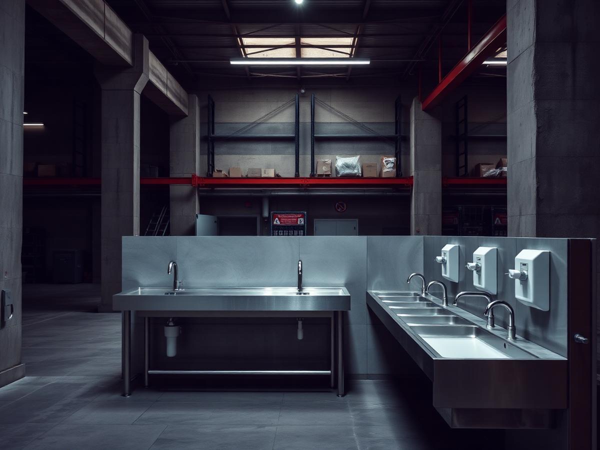 Industrial wash trough with heavy duty dispensers